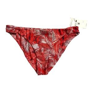 Volcom “See You Soon” Hipster Bikini Bottoms Red Floral Size L Swimwear